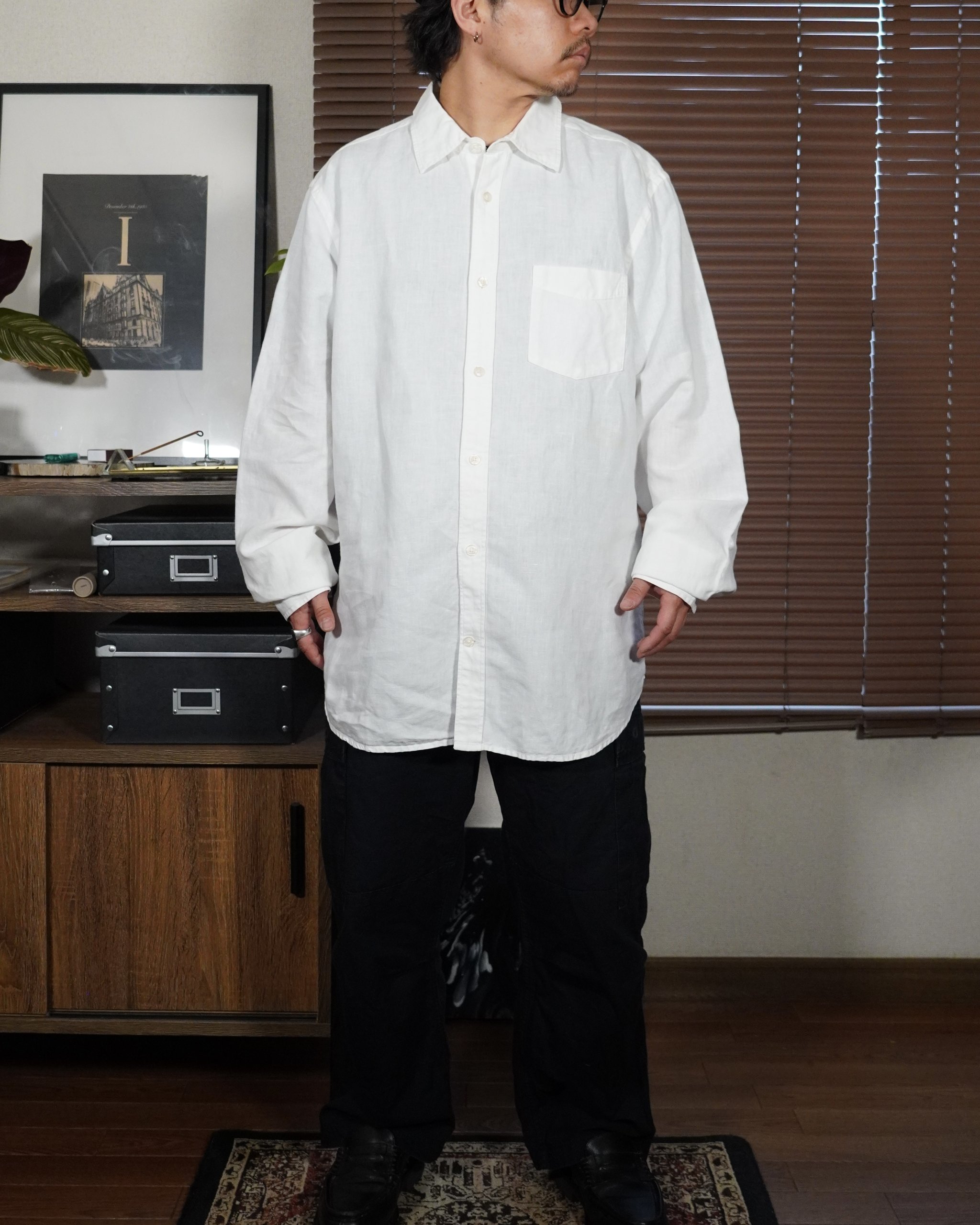 90’s gap white linen shirt - 画像 (2)