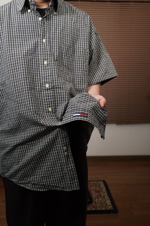 90’s-00's tommy hilfiger check half shirt - 画像 (6)