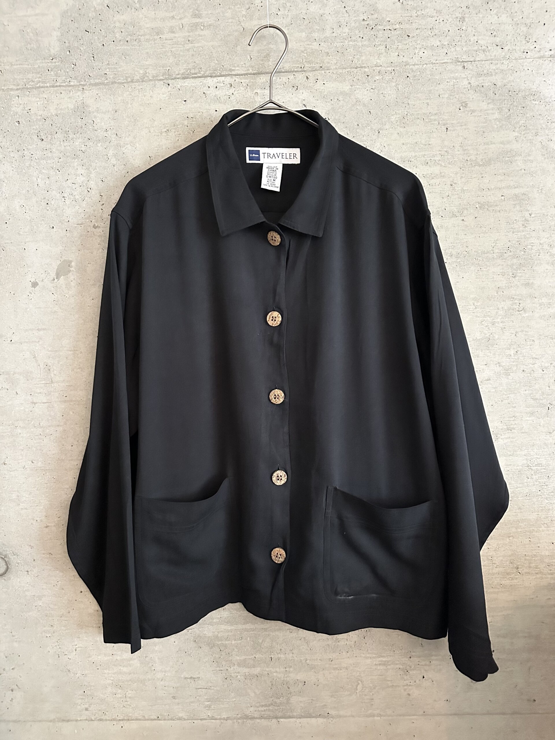 L.L.bean 90’s black silk shirt jacket - 画像 (7)