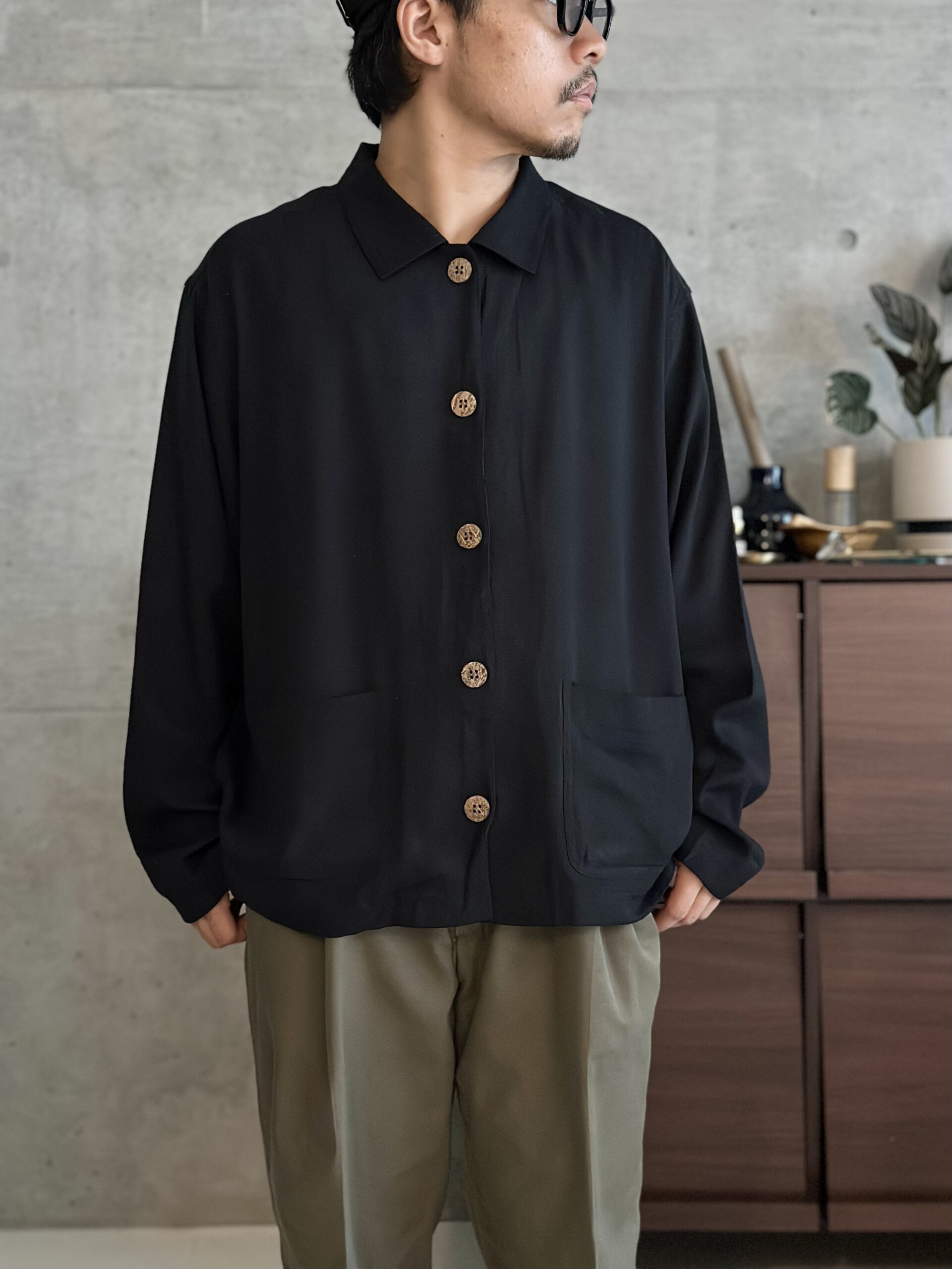 L.L.bean 90’s black silk shirt jacket - 画像 (3)