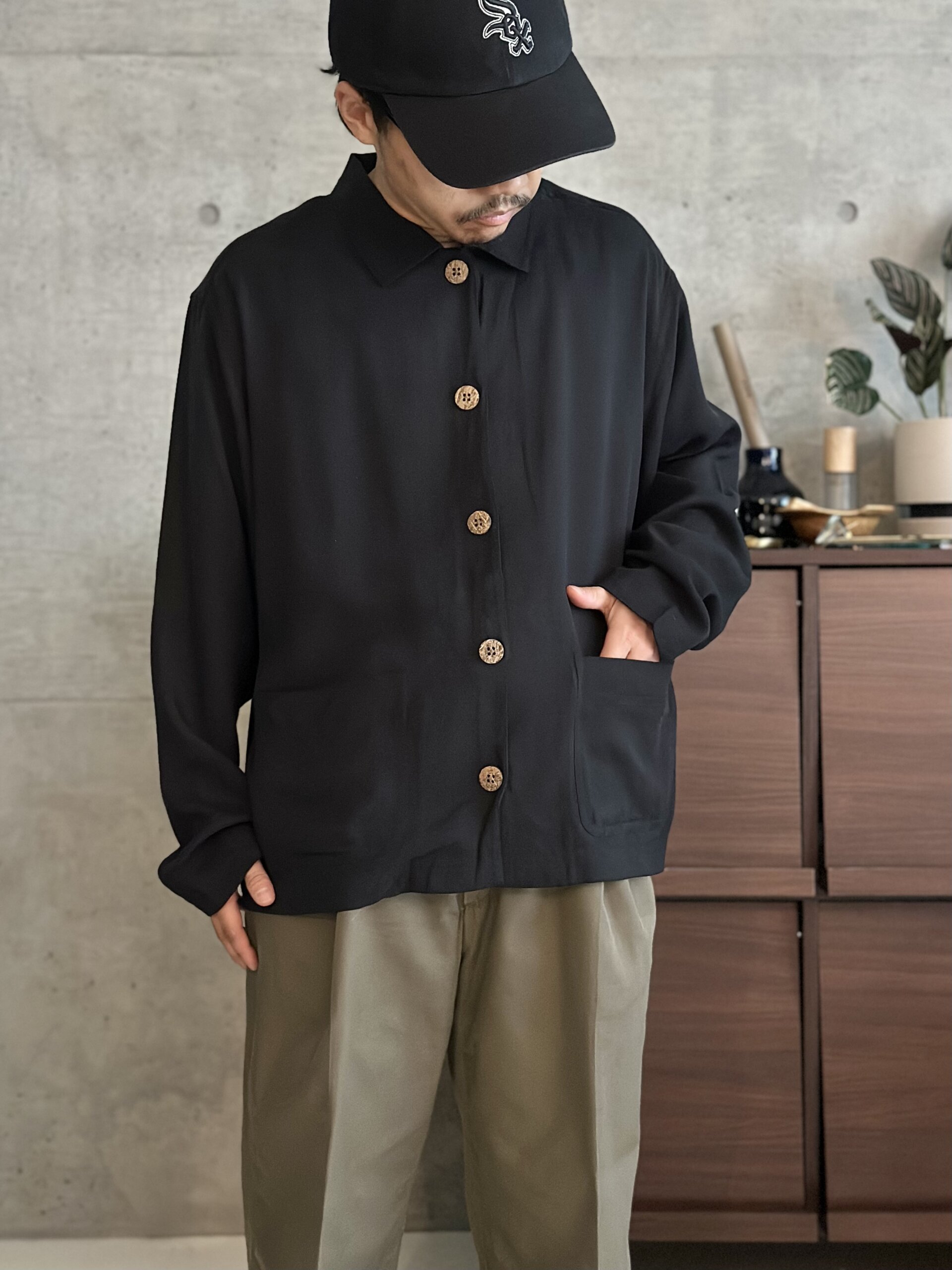L.L.bean 90’s black silk shirt jacket - 画像 (2)
