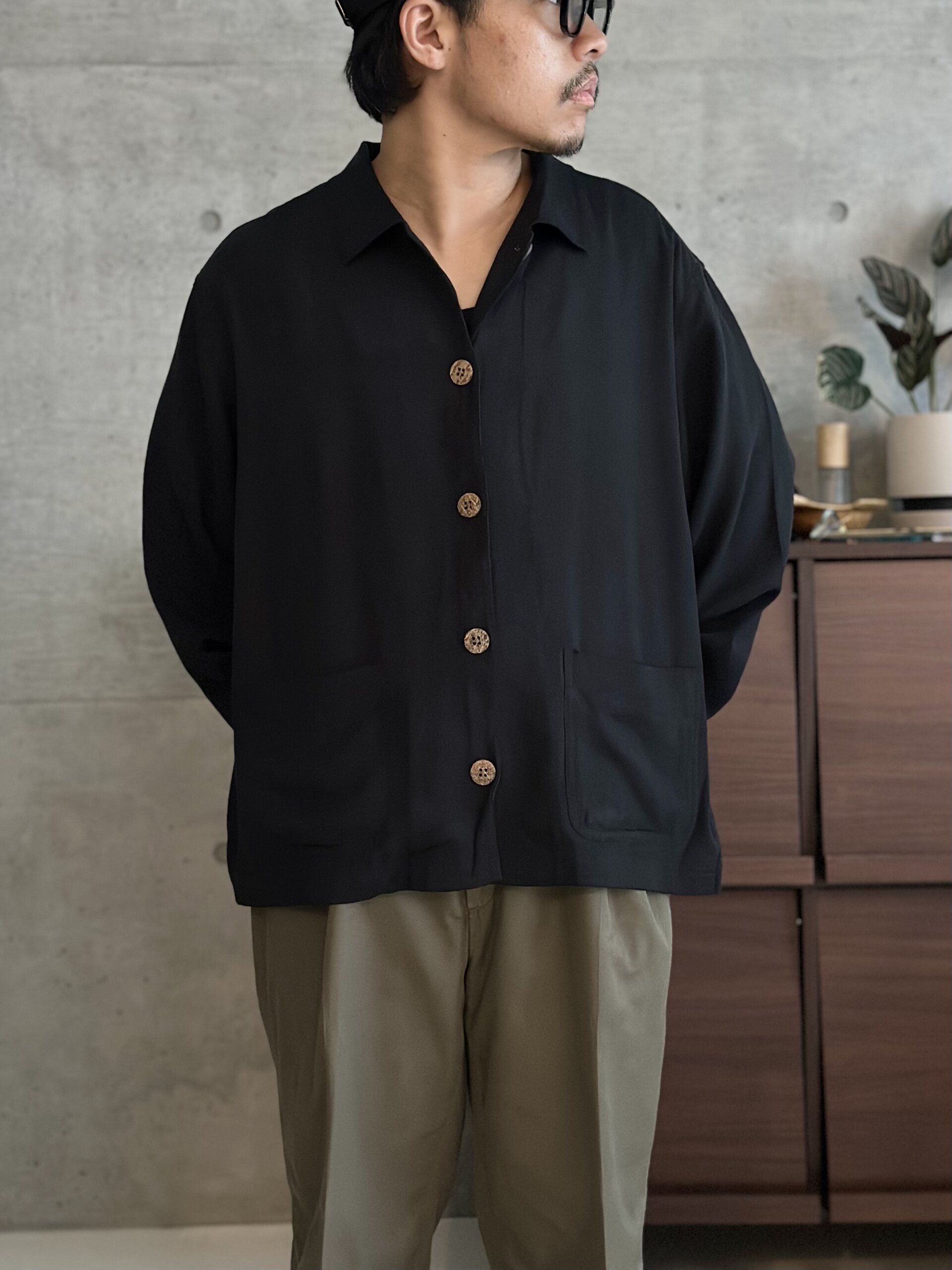 L.L.bean 90’s black silk shirt jacket